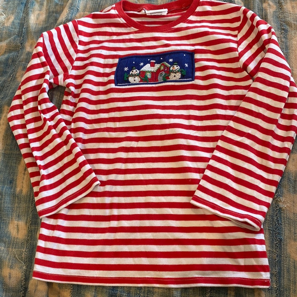 Zuccini long sleeve striped tee embroidered Christmas holiday size 5